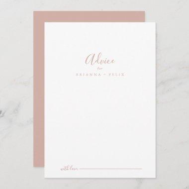 Rose Gold Simple Minimalist Wedding Advice Card
