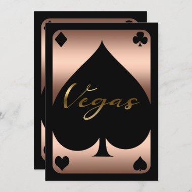Rose Gold Spade Casino Las Vegas 21st Birthday Invitations
