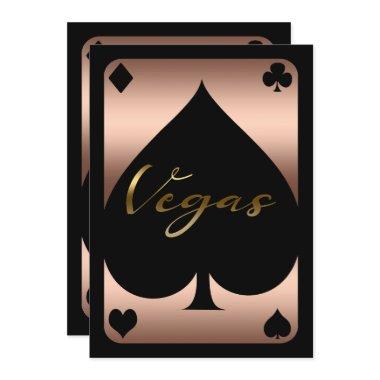 Rose Gold Spade Casino Las Vegas 21st Birthday Invitations