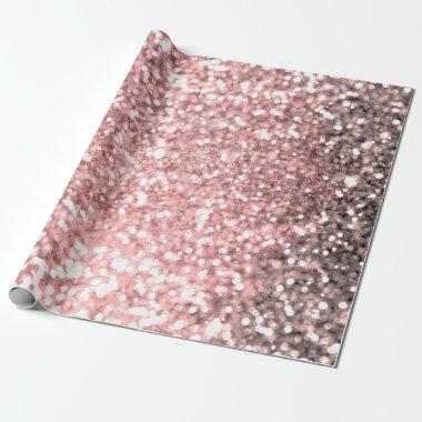 Rose Gold Sparkle Lights Girls Glittery Sparkly Wrapping Paper