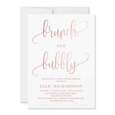 Rose gold sparkles brunch and bubbly Invitations