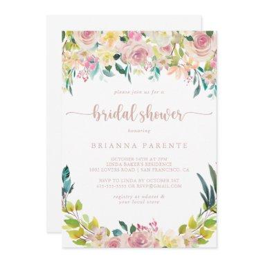 Rose Gold Spring Floral Bridal Shower Invitations