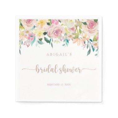 Rose Gold Spring Floral Bridal Shower Napkins