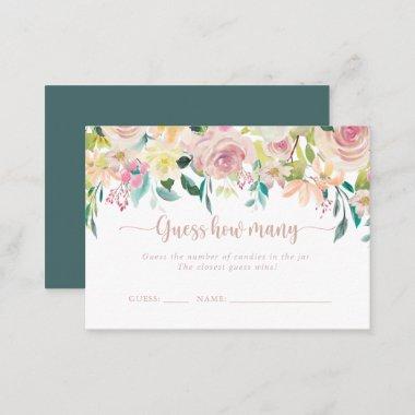 Rose Gold Spring Floral Guess How Many Game Invitations