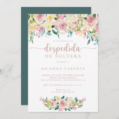 Rose Gold Spring Floral Spanish Bridal Shower Invitations