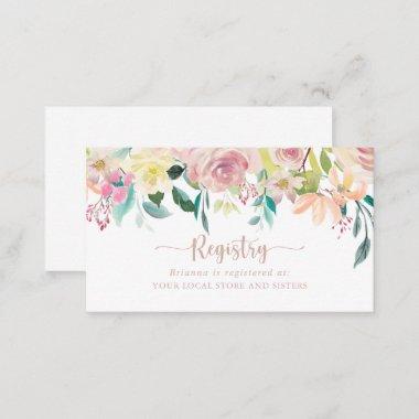 Rose Gold Spring Floral Wedding Gift Registry  Enclosure Invitations