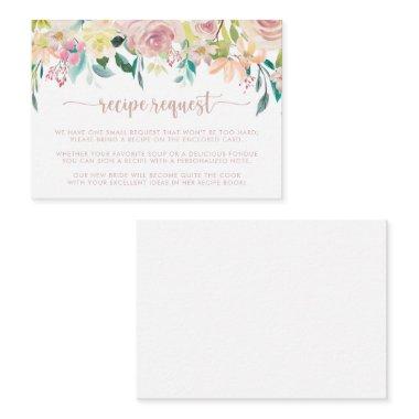 Rose Gold Spring Floral Wedding Recipe Request  Enclosure Invitations