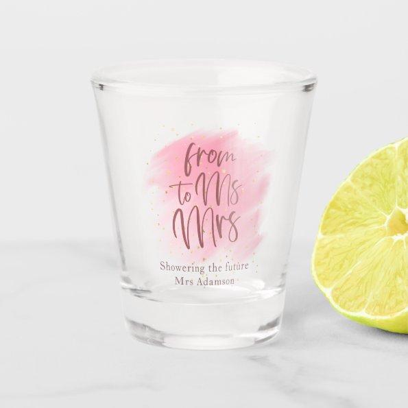 Rose Gold Stars Ms to Mrs Bridal Shower Shot Glass