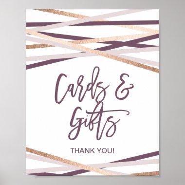 Rose Gold Streamers Invitations and Gifts Sign