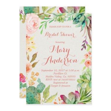 Rose Gold Succulent Floral Cactus