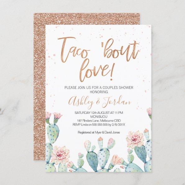 Rose Gold Taco ''bout Love Couples Shower Invitations