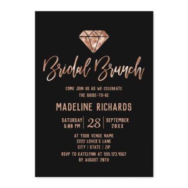 Rose Gold Typography Bridal Brunch Invitations