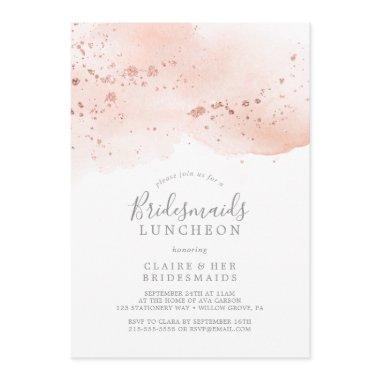 Rose Gold Watercolor Bridesmaids Luncheon Invitations