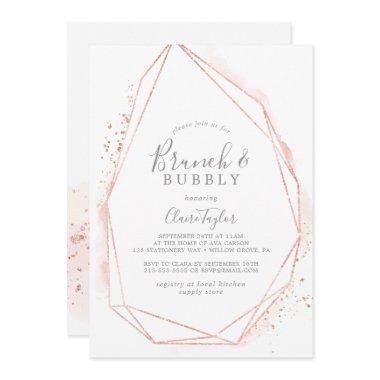 Rose Gold Watercolor Brunch & Bubbly Bridal Shower Invitations