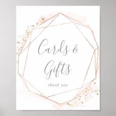 Rose Gold Watercolor Geometric Invitations & Gifts Sign