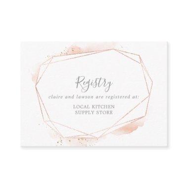 Rose Gold Watercolor Geometric Gift Registry Enclosure Invitations