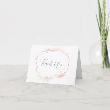 Rose Gold Watercolor Geometric Thank You Invitations
