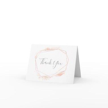 Rose Gold Watercolor Geometric Thank You Invitations