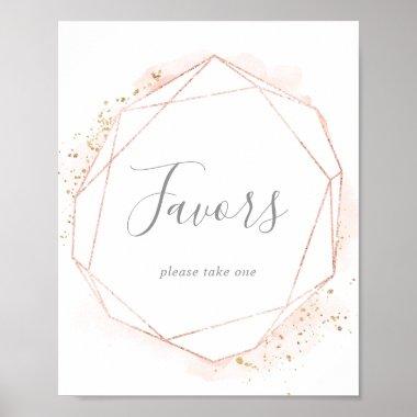 Rose Gold Watercolor Geometric Wedding Favors Sign