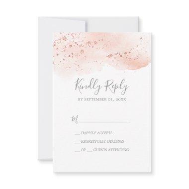 Rose Gold Watercolor Simple RSVP Card