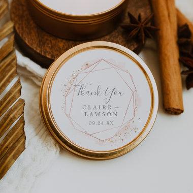 Rose Gold Watercolor Thank You Favor Sticker