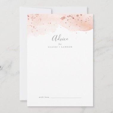 Rose Gold Watercolor Wedding Advice Card
