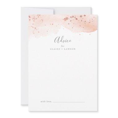 Rose Gold Watercolor Wedding Advice Card