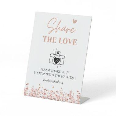 Rose Gold Wedding Hashtag | Share The Love Pedestal Sign