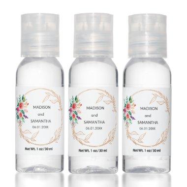 Rose Gold Wedding White Floral Party Hand Sanitizer