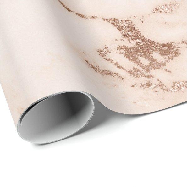 Rose Gold White Coral Blush Carrara Marble Stone Wrapping Paper