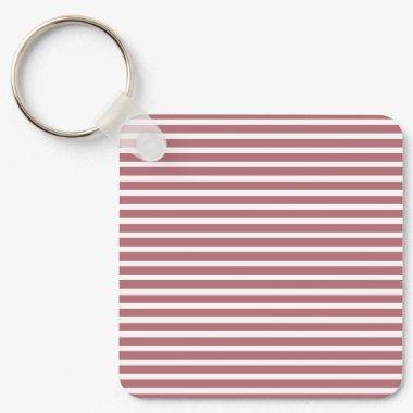 Rose Gold White Simple Horizontal Striped Keychain
