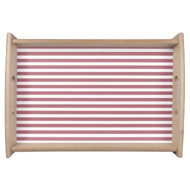 Rose Gold White Simple Horizontal Striped Serving Tray