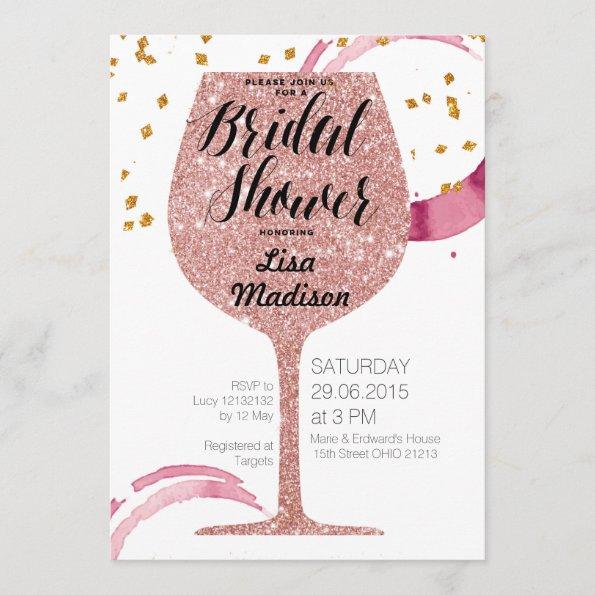 Rose Gold Wine Bridal Shower Invitation Invitations