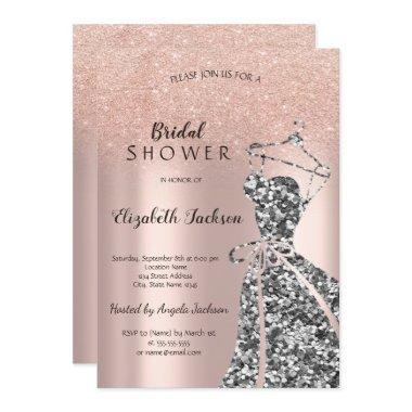 Rose GoldGlitter Bokeh,Sequins Dress