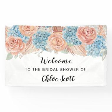 Rose Hydrangea Bridal Shower Welcome Banner