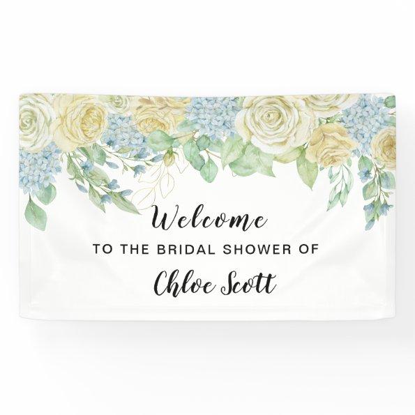 Rose Hydrangea Floral Bridal Shower Welcome Banner