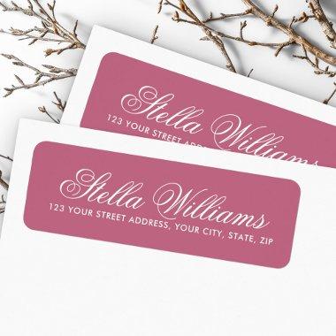Rose mauve romantic calligraphy script label