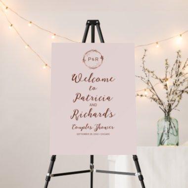 Rose Monogram Couples Shower Welcome Sign Board