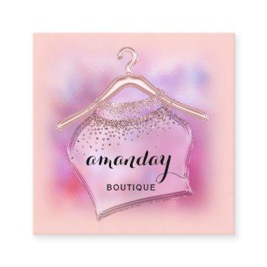 Rose Ombre Fashion Shop Boutique Cloth Hanger Square Business Invitations