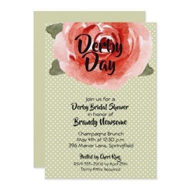 Rose on Lime Derby Bridal Shower Invitations