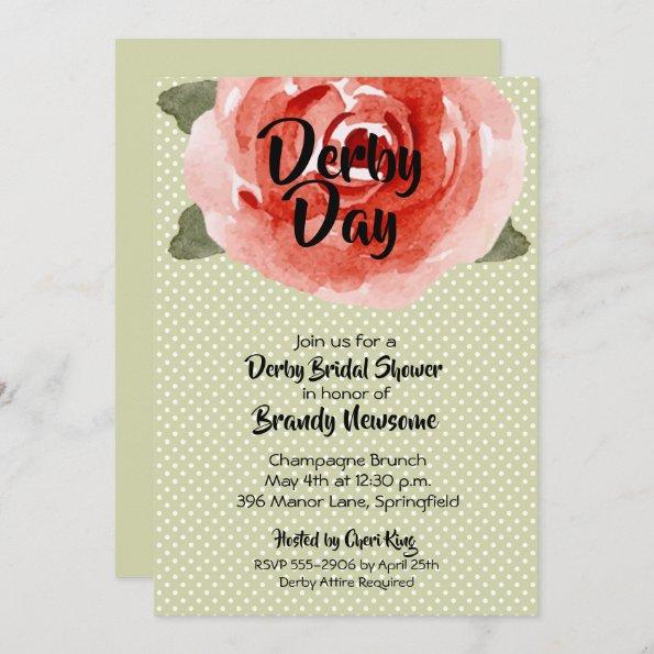 Rose on Lime Derby Bridal Shower Invitations
