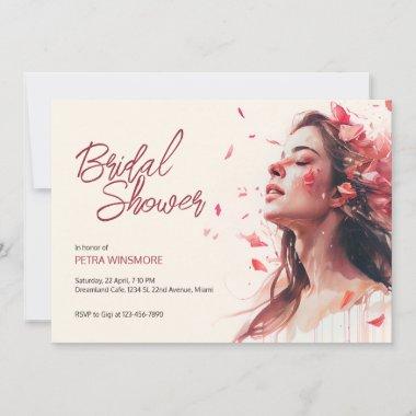 Rose petals falling on face | Bridal Shower Invitations