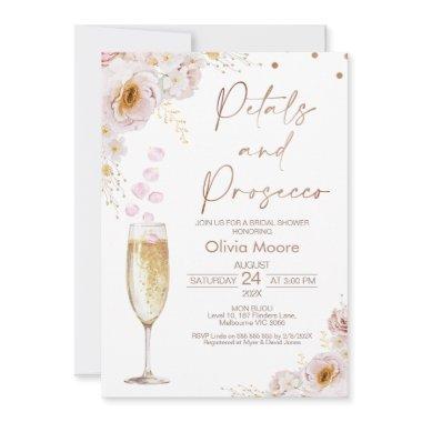 Rose Petals Petals Prosecco Boho Bridal Shower Invitations