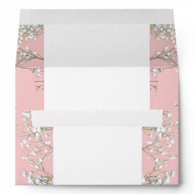 Rose Quartz Pink Babys Breath Floral Envelopes