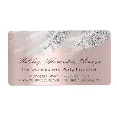 Rose Silver Bridal Shower Sweet 16th Quinceanera Label