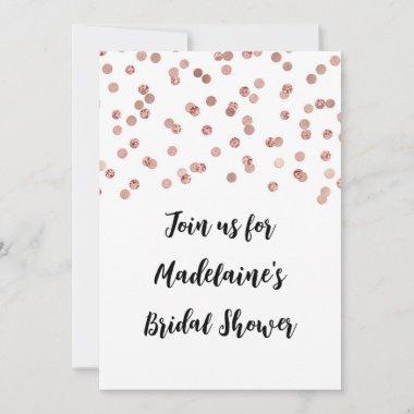 Rose Silver Confetti Bridal Shower Invitations