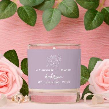 Rose Sketch Personalized Wedding/ Bridal Shower Scented Candle