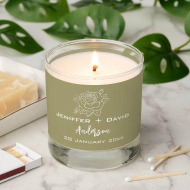 Rose Sketch Personalized Wedding/  Scented Candle