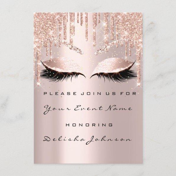 Rose Sweet 16th Glitter Drips Bridal Makeup Invitations