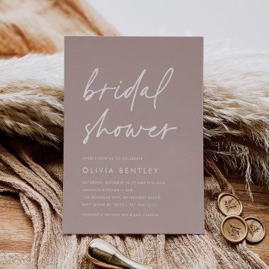 Rose Taupe | Boho Minimalist Script Bridal Shower Invitations